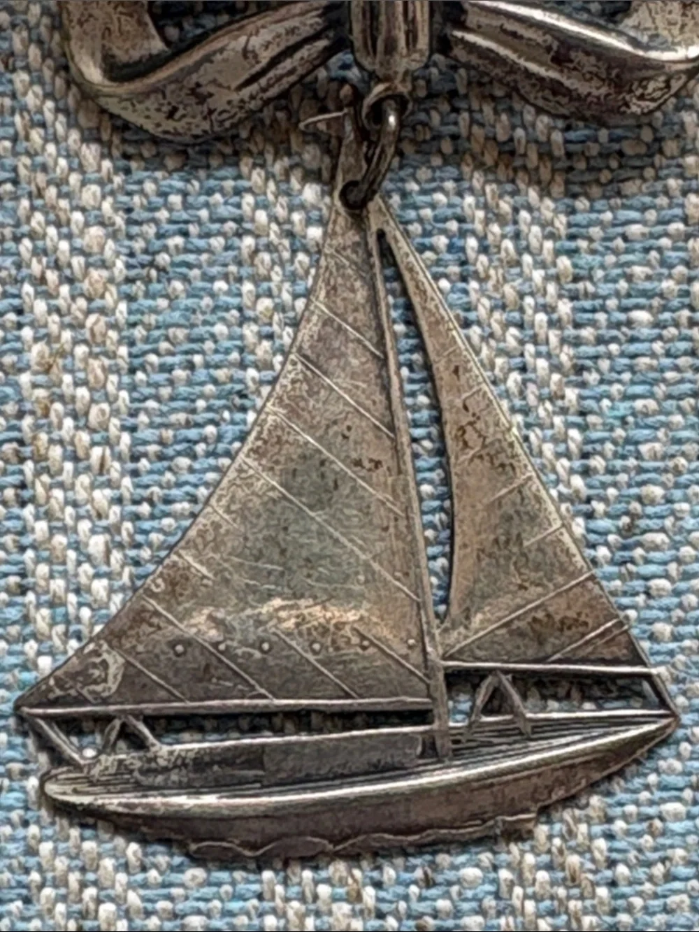 Vintage Sterling Silver Sailboat Bow Pin Brooch